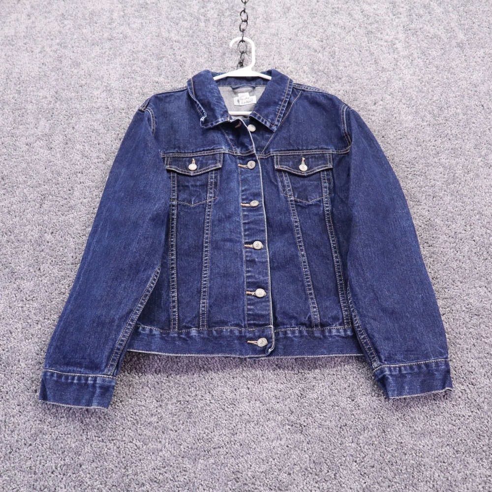 Arizona Jean Company Denim Jacket Womens Large Blue Button Up Trucker Coat
